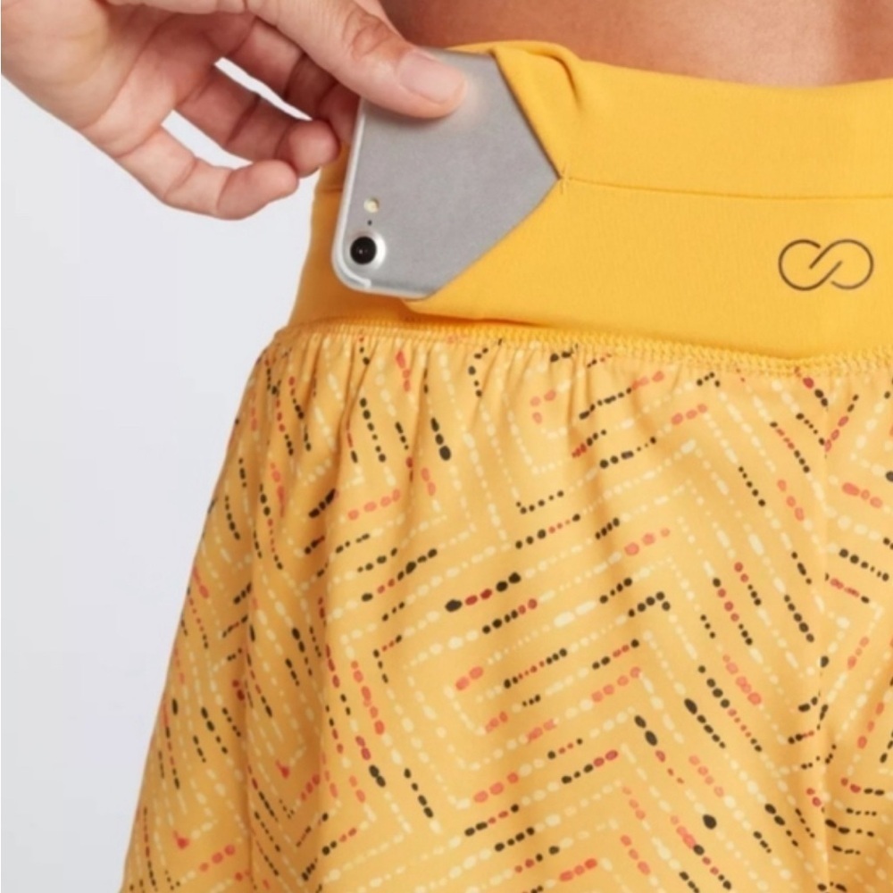 FINAL PRICE CALIA Yellow Orange Printed Kick It Up Shorts Activewear Shorts - Picture 11 of 11